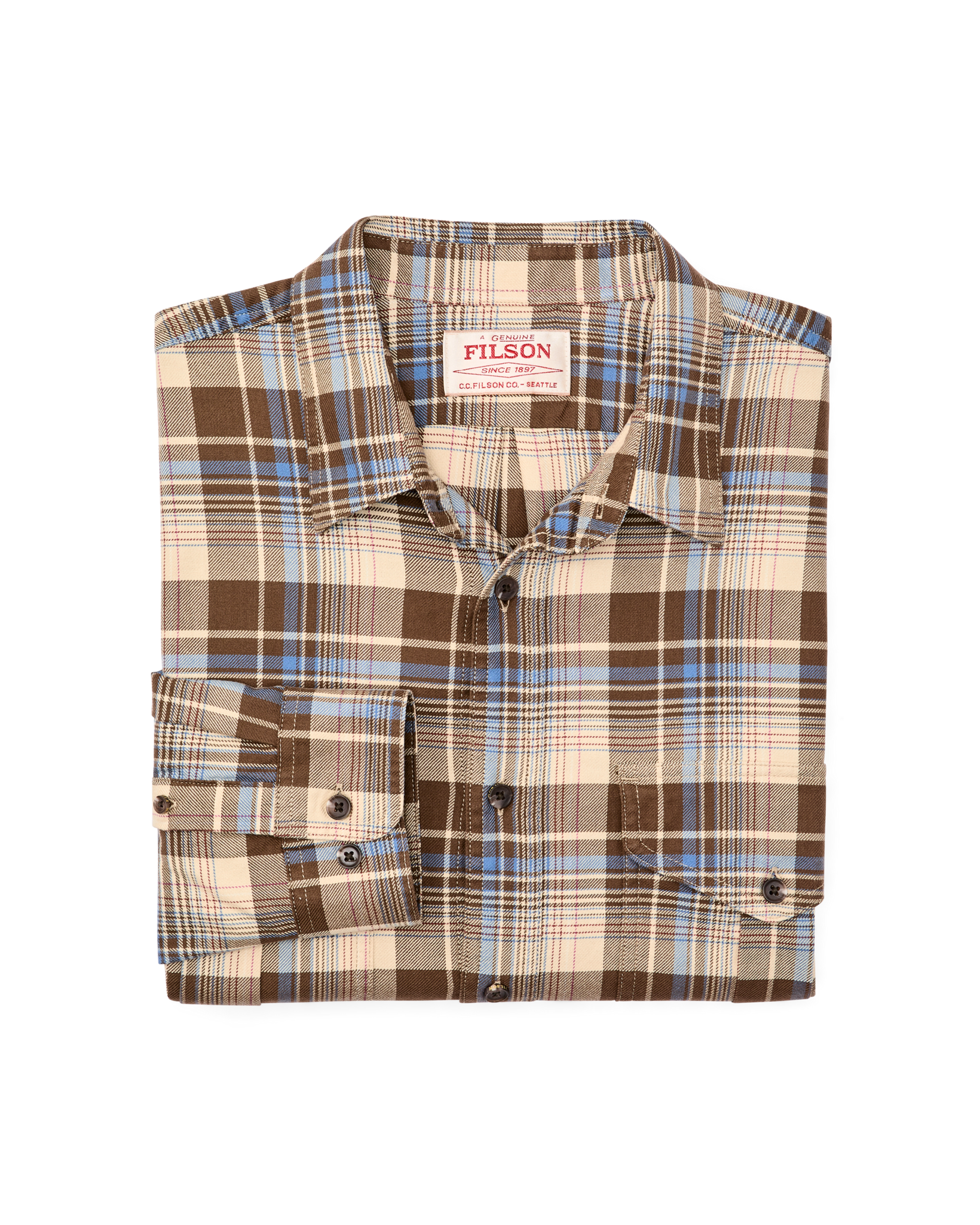 Lightweight Alaskan Guide Shirt - Cream / Blue / Multi Plaid - Image 4