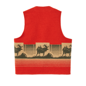 Alternative view of Jacquard Wool Vest - Red / Khaki / Forest Multi