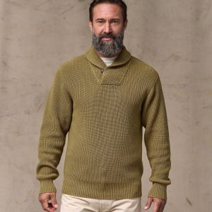 Vintage Cotton Shawl Neck Sweater - Cork