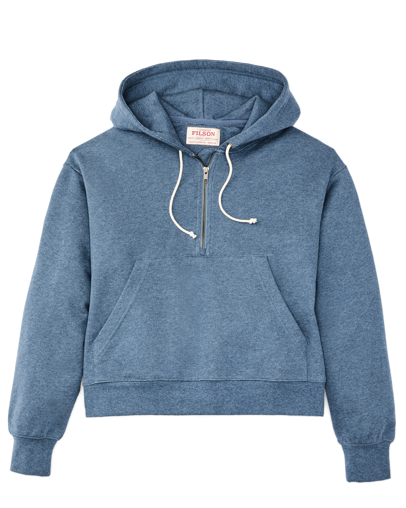 Women's French Terry Half-zip Hoodie - Light Blue - Image 5