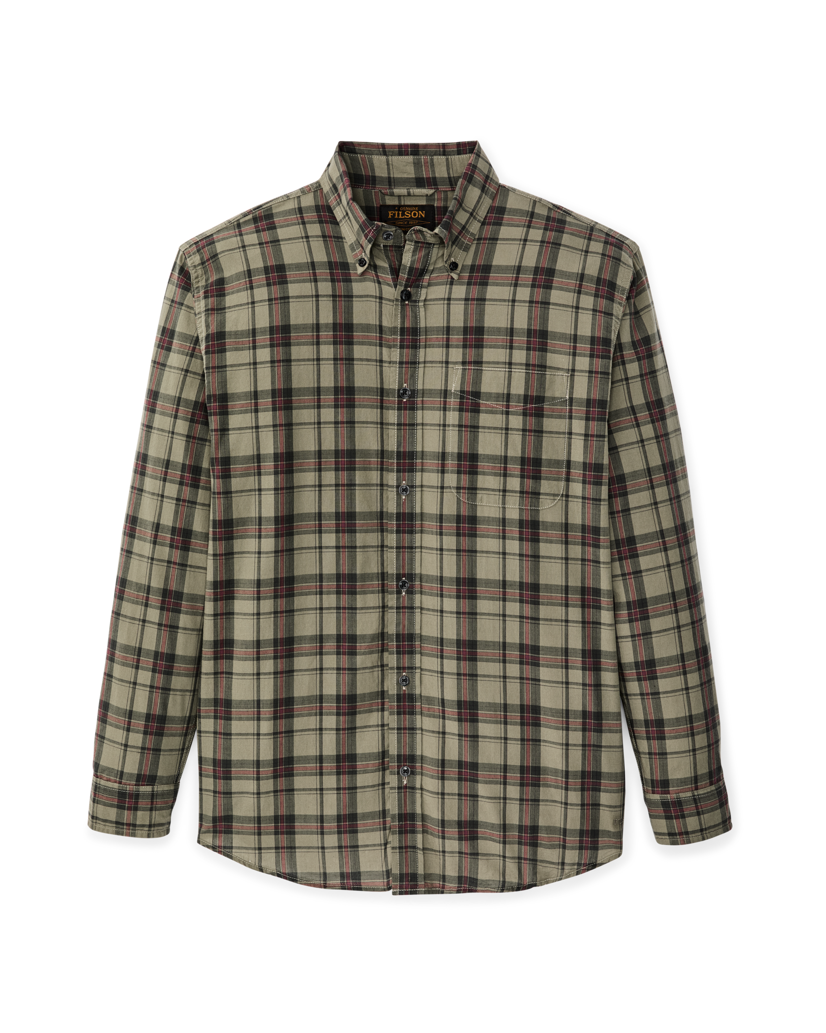 Madras Button-Down Shirt - Olive / Gravel Plaid
