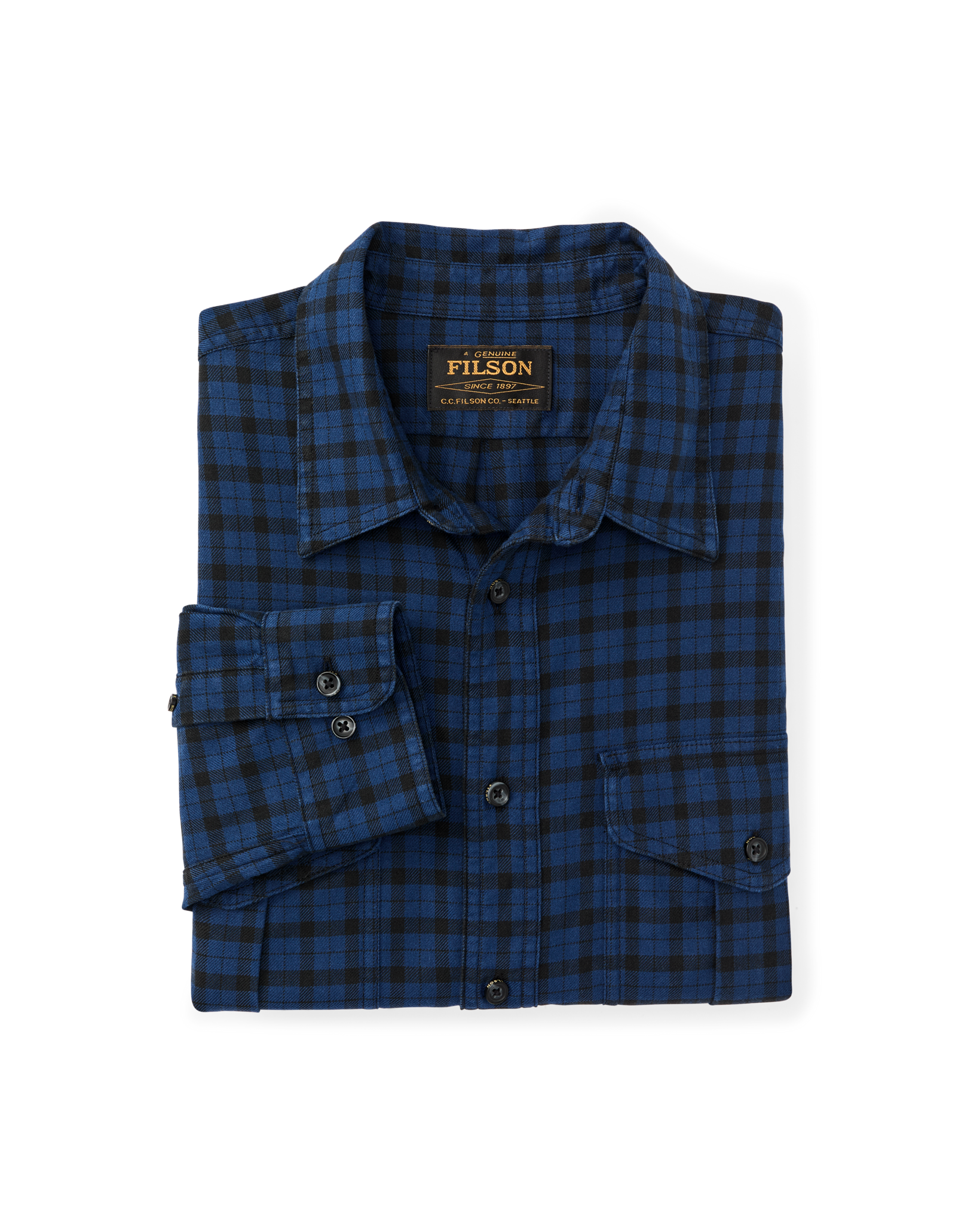 Lightweight Alaskan Guide Shirt - Deep Blue / Black Plaid - Image 7